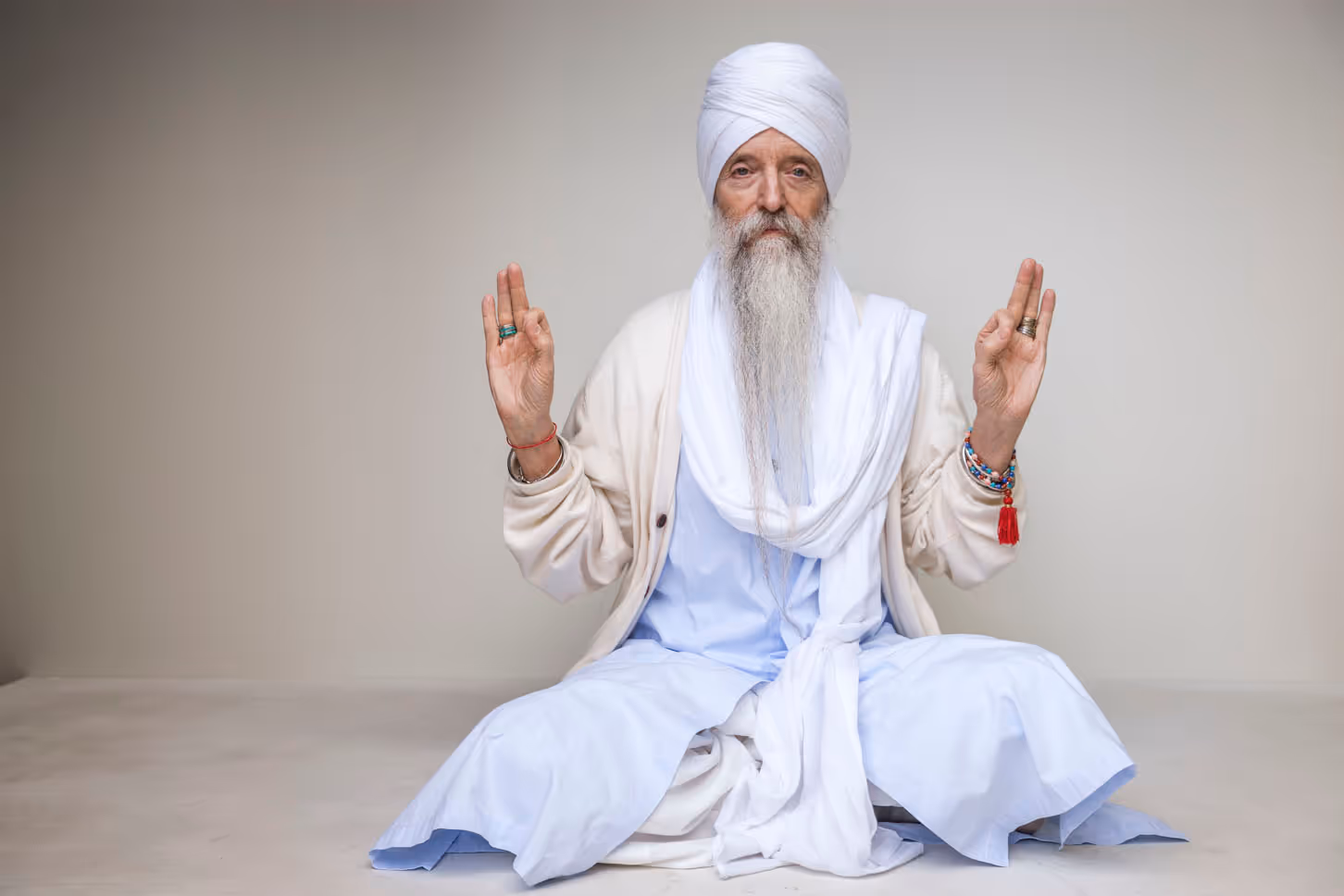 Guru Singh seated in meditation